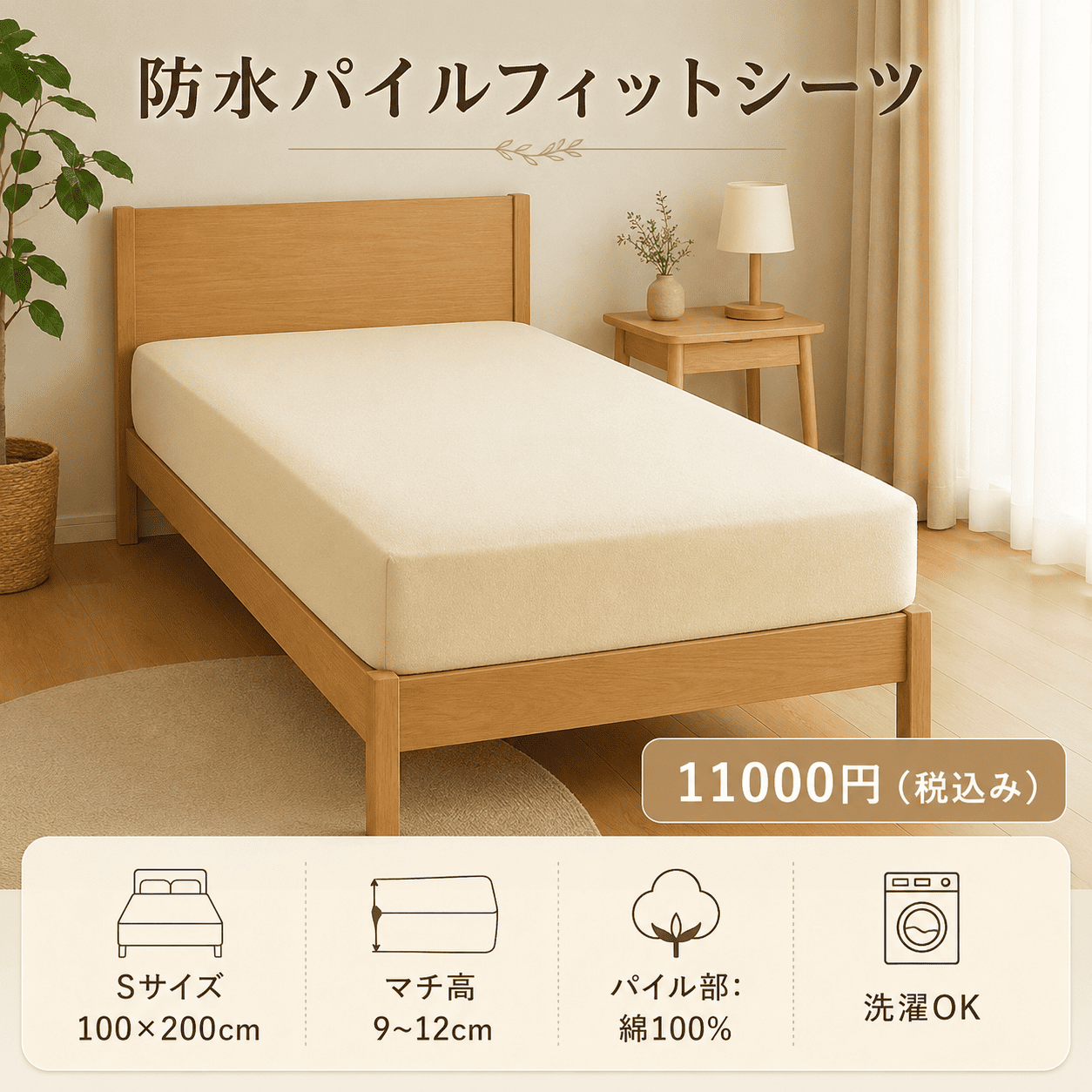 防水パイルフィットシーツ(Sサイズ)